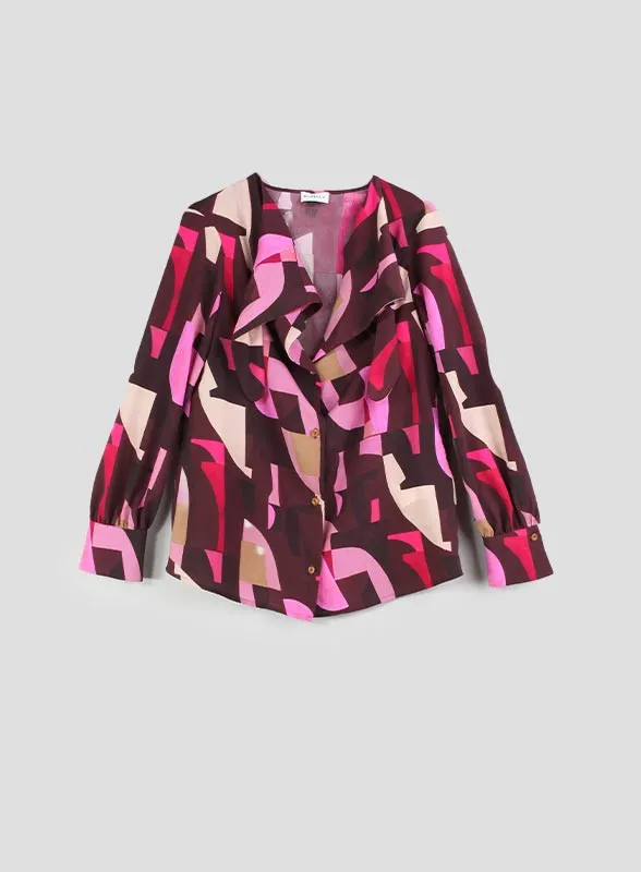 SETOLA- CAMICIA FANTASIA BORDEAUX