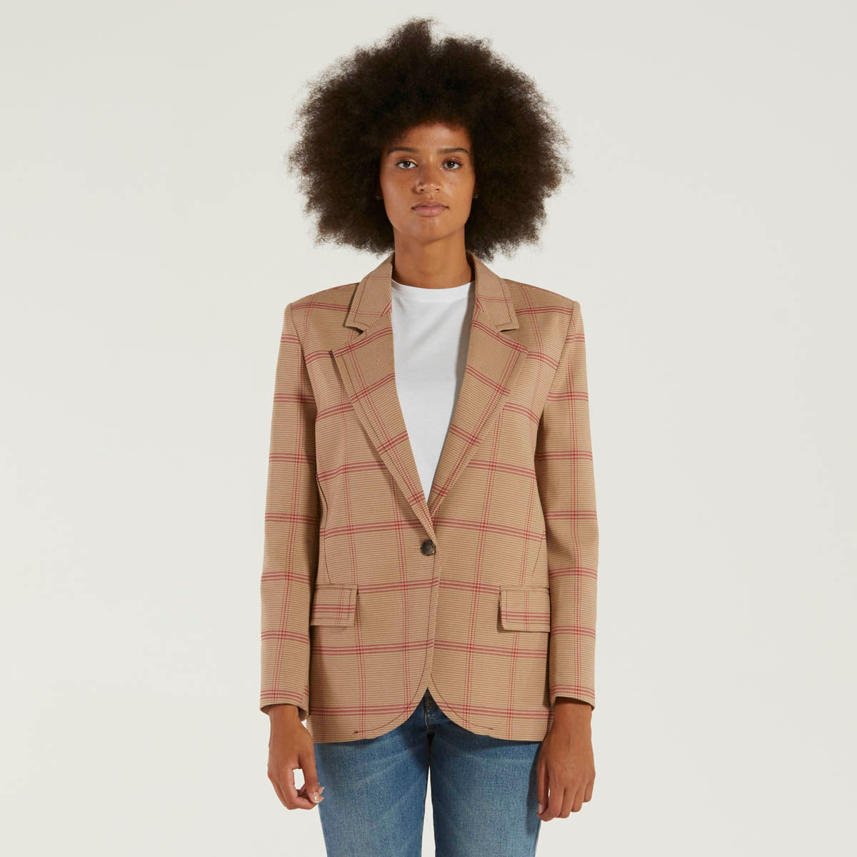 Solotre blazer monopetto cammello