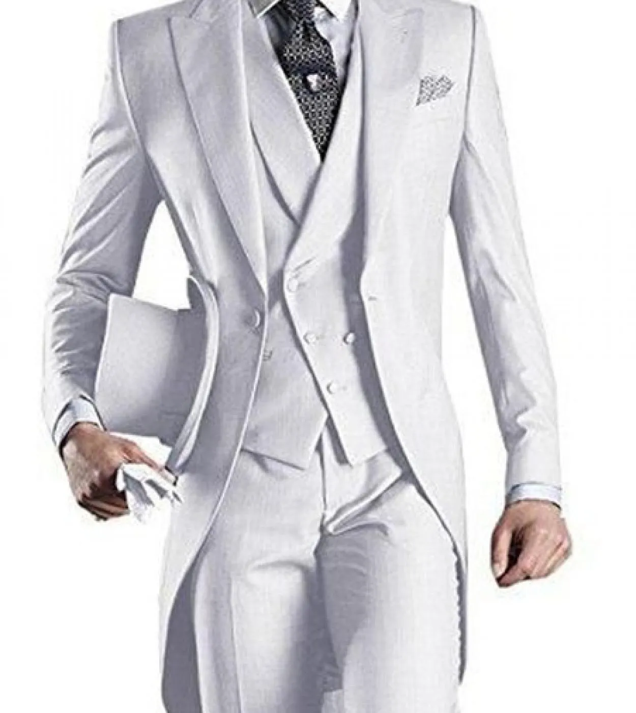 Stile gentiluomo italiano Matrimonio uomo Cappotto lungo frac Sposo Prom Smoking Formale Abiti da uomo Terno Masculino Giacca Pa