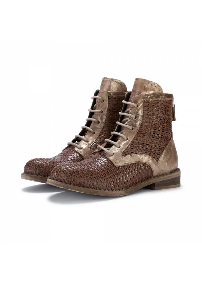 STIVALETTI ALLACCIATI DONNA JUICE | INTRECCIO FOSSIL MARRONE