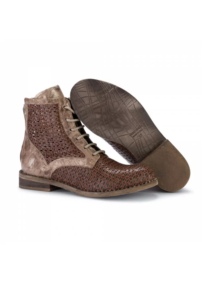 STIVALETTI ALLACCIATI DONNA JUICE | INTRECCIO FOSSIL MARRONE