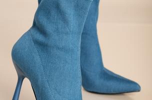 Stivaletti con tacco alto, blu