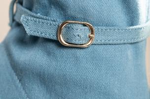 Stivaletti con tacco alto in finto denim, colore azzurro