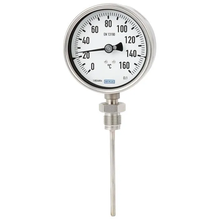 Termometro a quadrante WIKA, 0 → 160 °C Classe 1 secondo EN 13190, Ø quadrante 100mm, Quadrante
