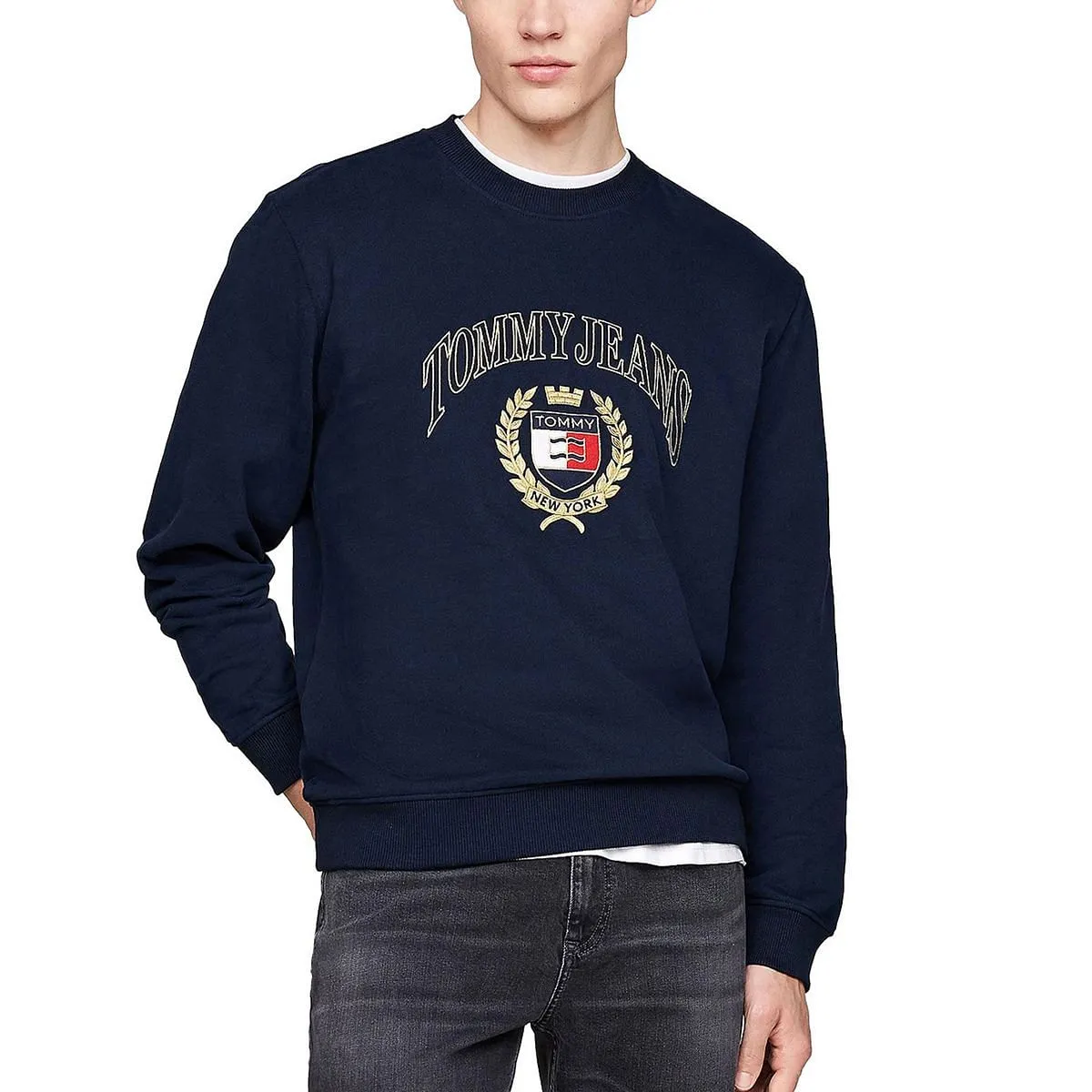      TOMMY JEANS FELPA GIROCOLLO LOGO RICAMATO  
