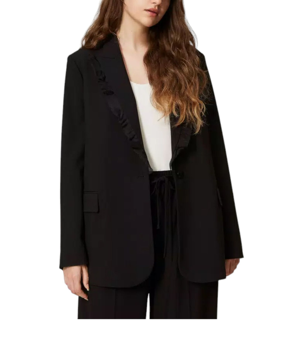 Twinset Donna Giacca Blazer Monopetto Con Rouches