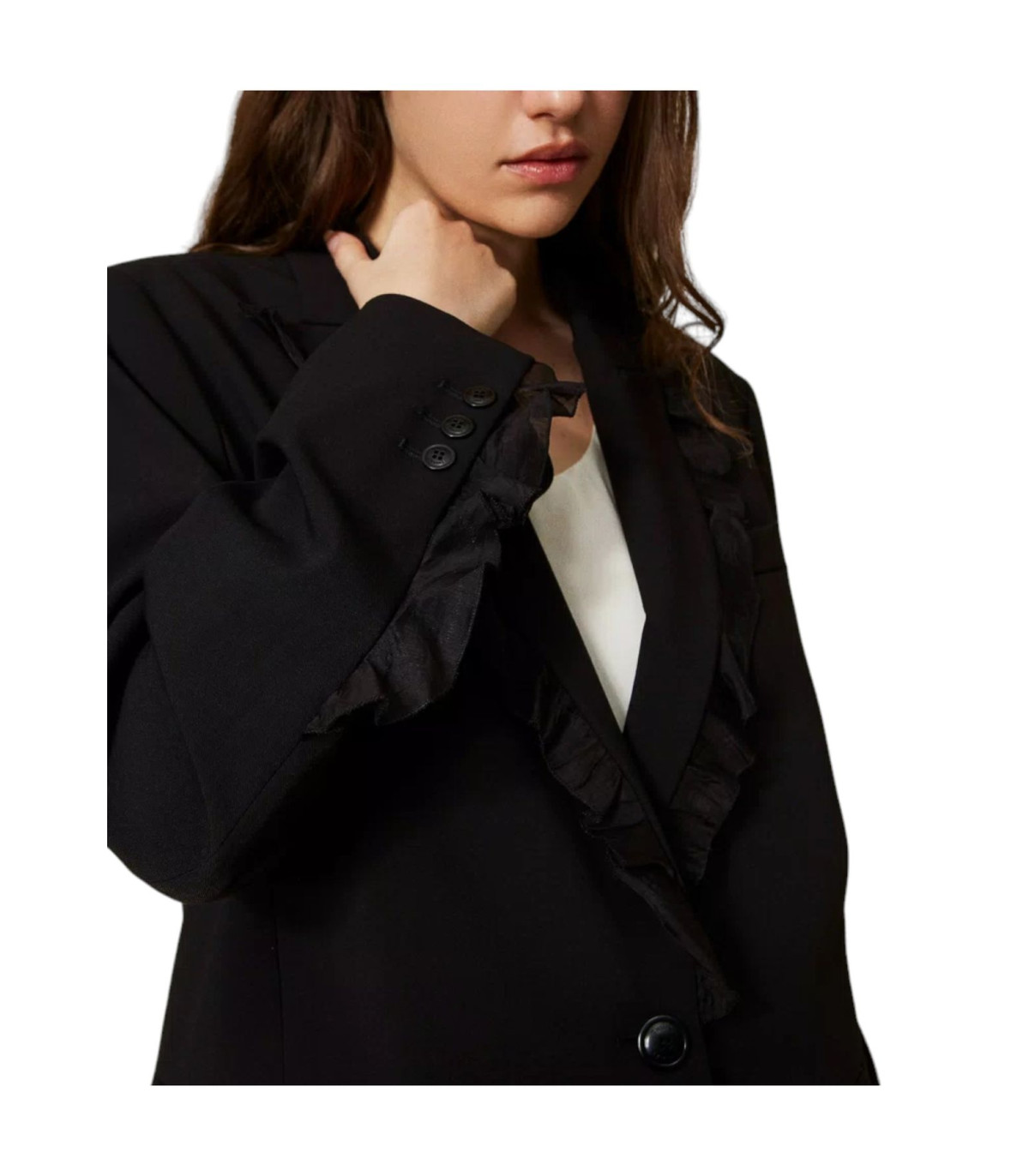 Twinset Donna Giacca Blazer Monopetto Con Rouches