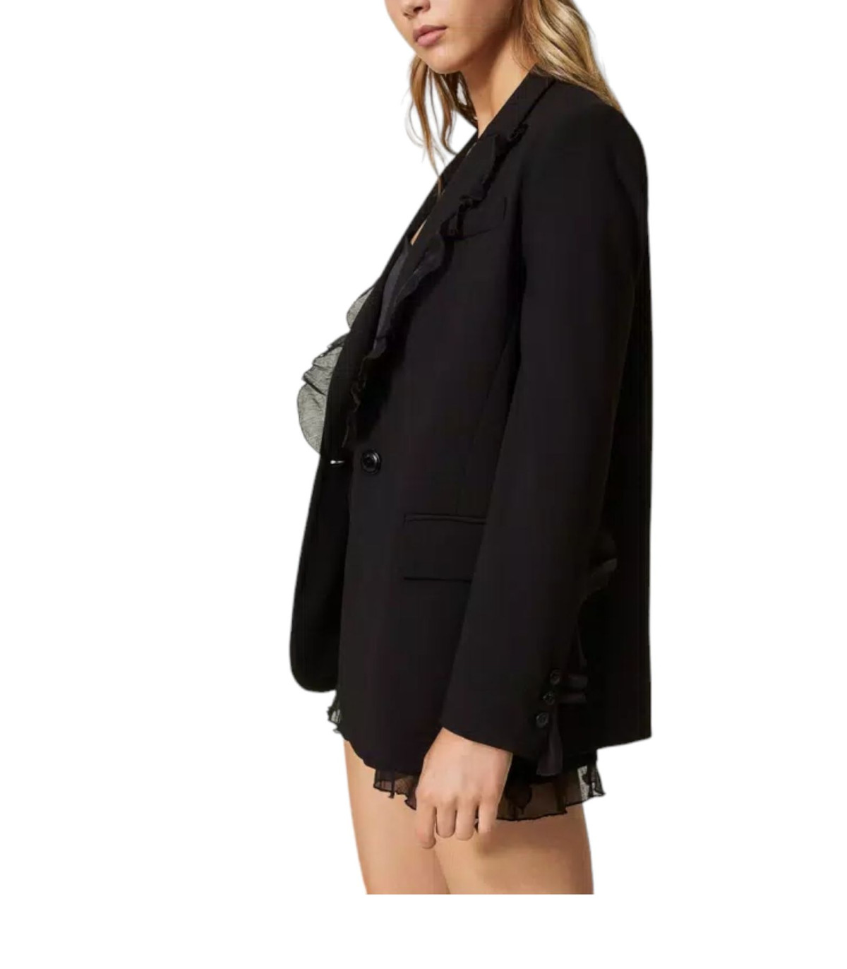 Twinset Donna Giacca Blazer Monopetto Con Rouches