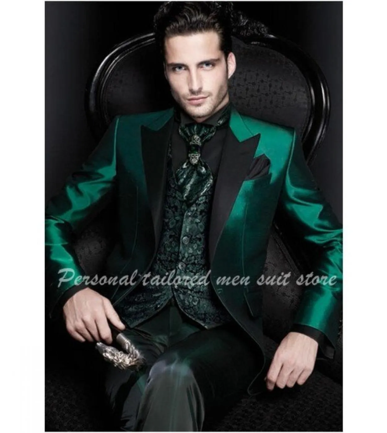 Ultimo design italiano verde uomo abiti in raso slim fit abito da sposo formale smoking cappotto maschile giacca 3 pezzi giacca