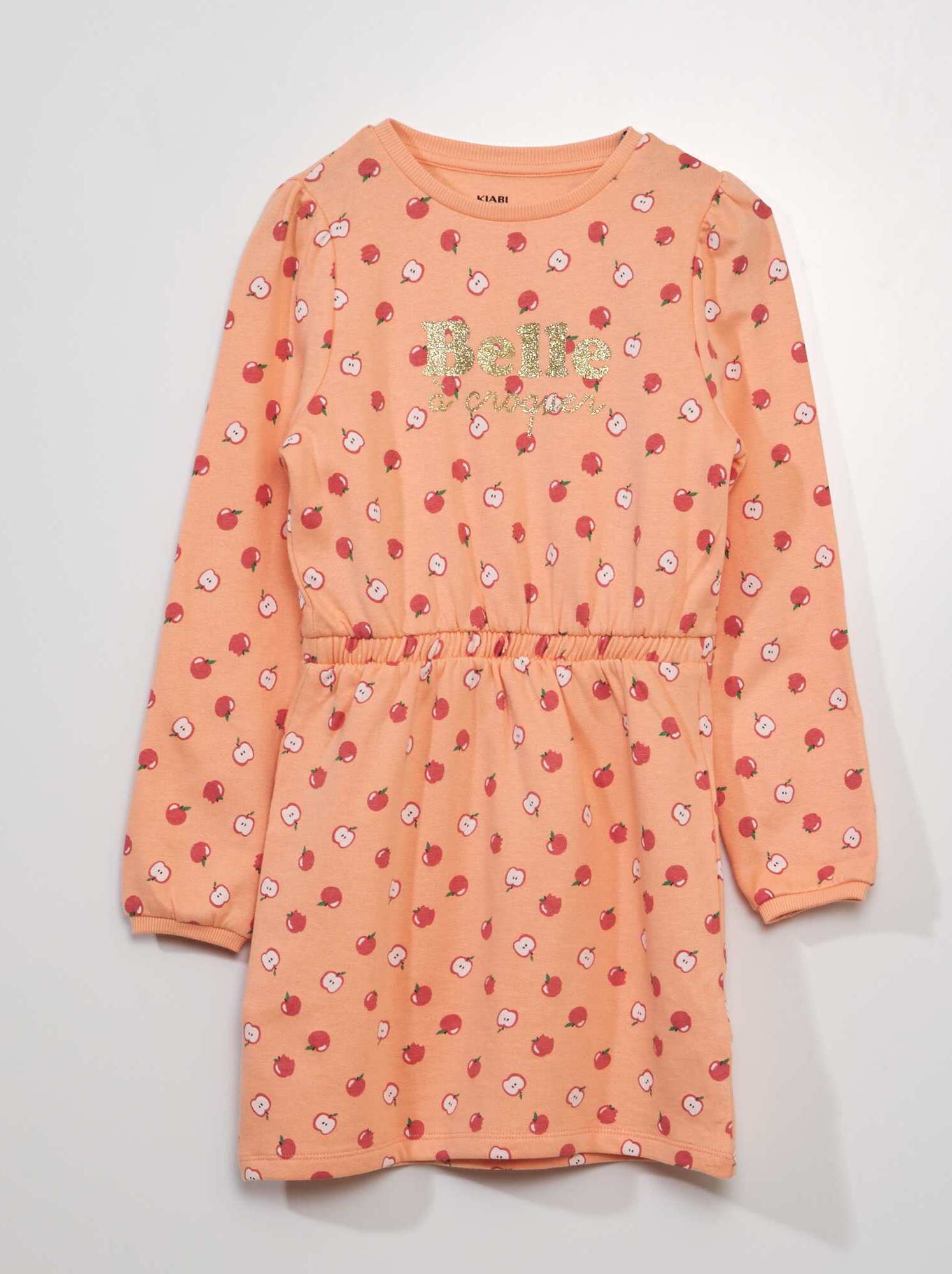 Vestito-felpa sciancrato stampato - ARANCIONE