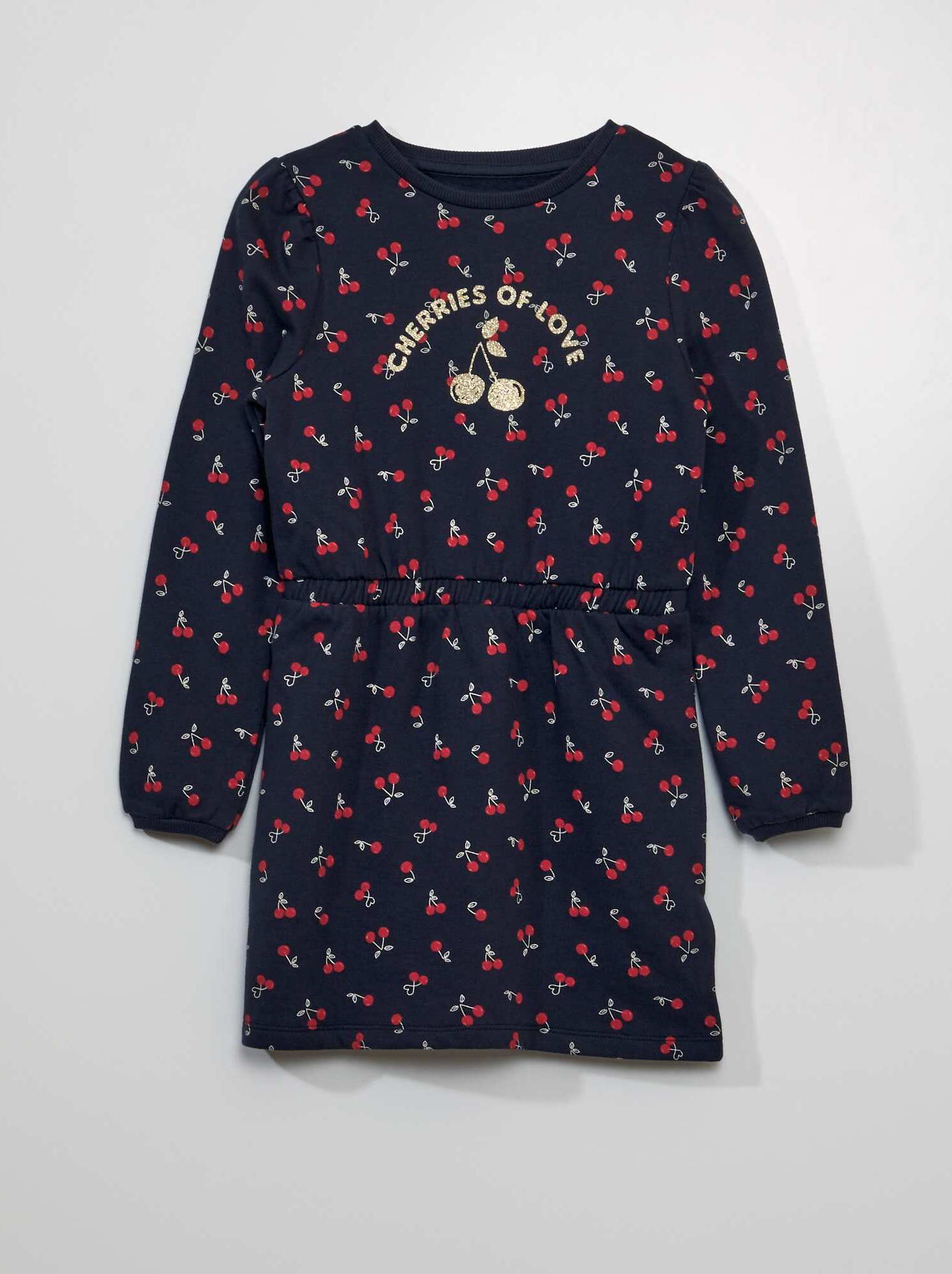Vestito-felpa sciancrato stampato - BLU