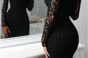 Vestito in pizzo Madily, nero