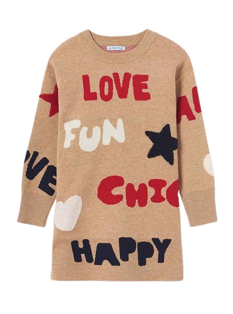 Vestito Mayoral Love Fun Marrone per Bambina