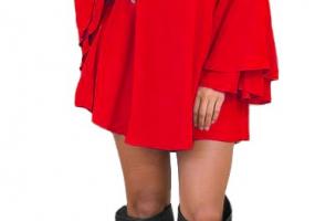 Vestito mini con maniche a campana Rania, rosso