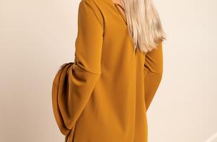Vestito mini con maniche a campana Rania, senape