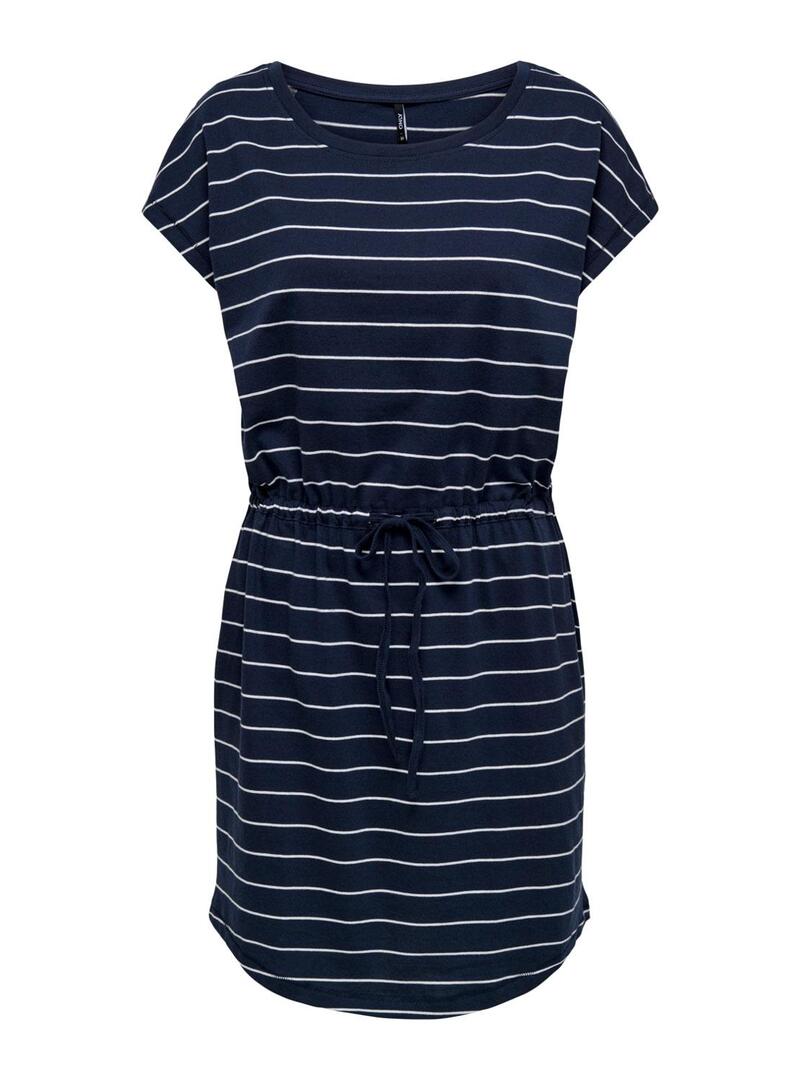 Vestito Only May Blu Navy Strisce per Donna