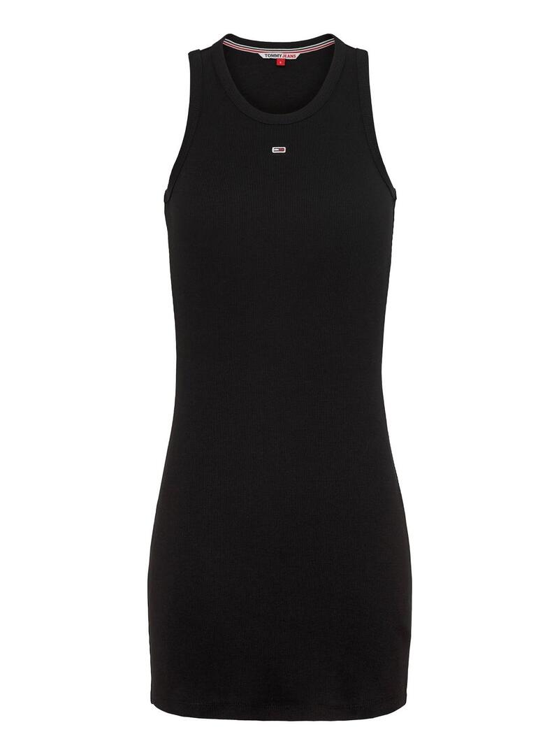 Vestito Tommy Jeans Essential Rib Serbatoio Nero Donna