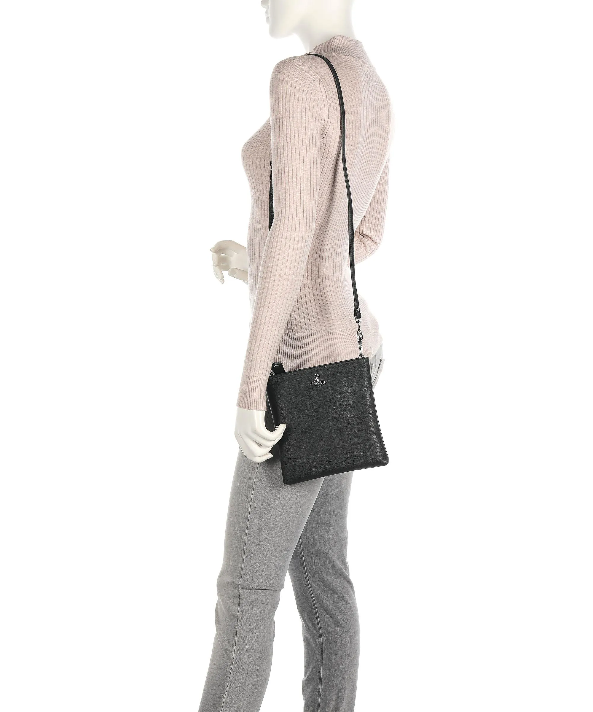 Vivienne Westwood Squire Saffiano Biogreen Square Borsa a tracolla pelle sintetica nero  
