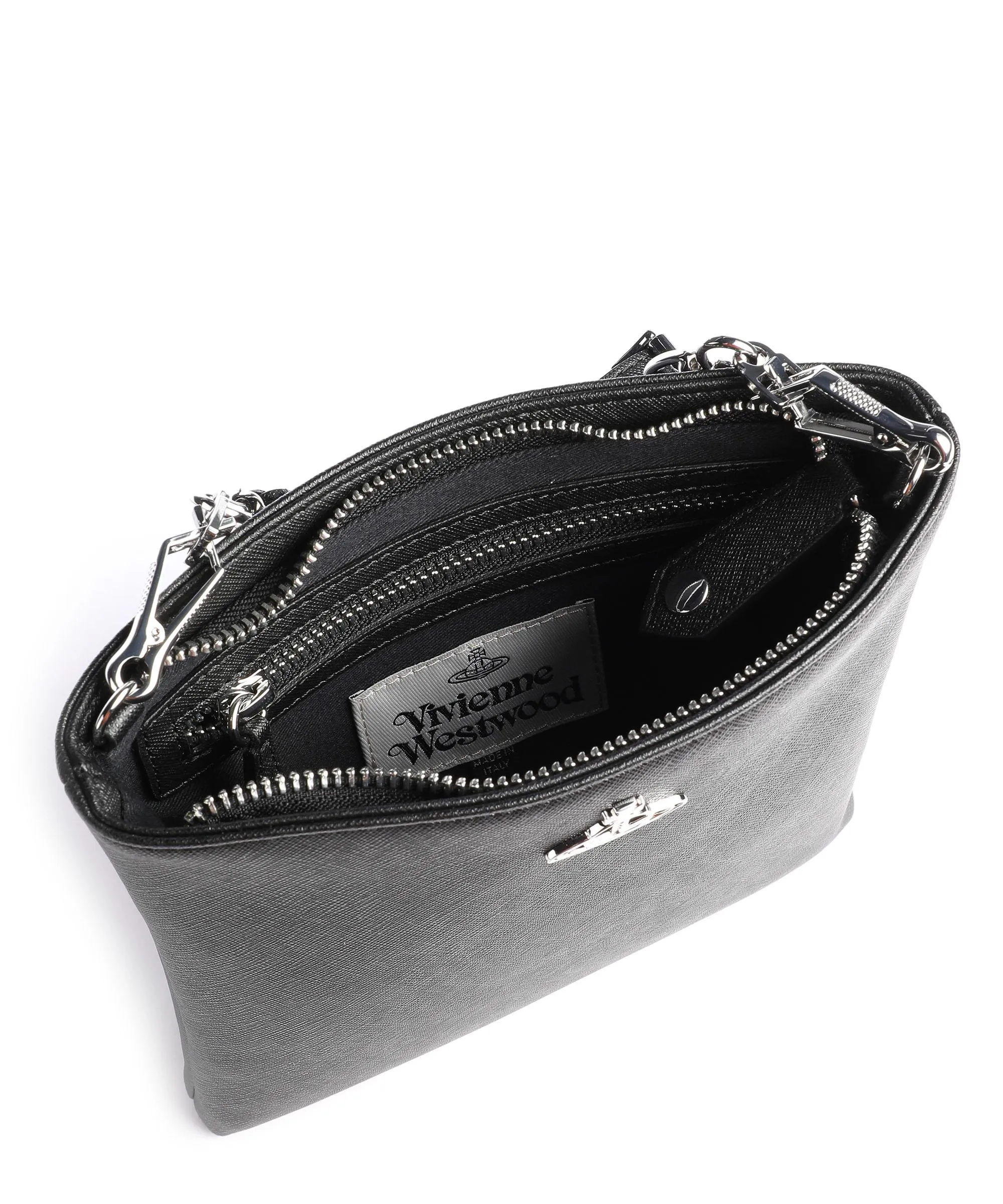  Vivienne Westwood Squire Saffiano Biogreen Square Borsa a tracolla pelle sintetica nero  