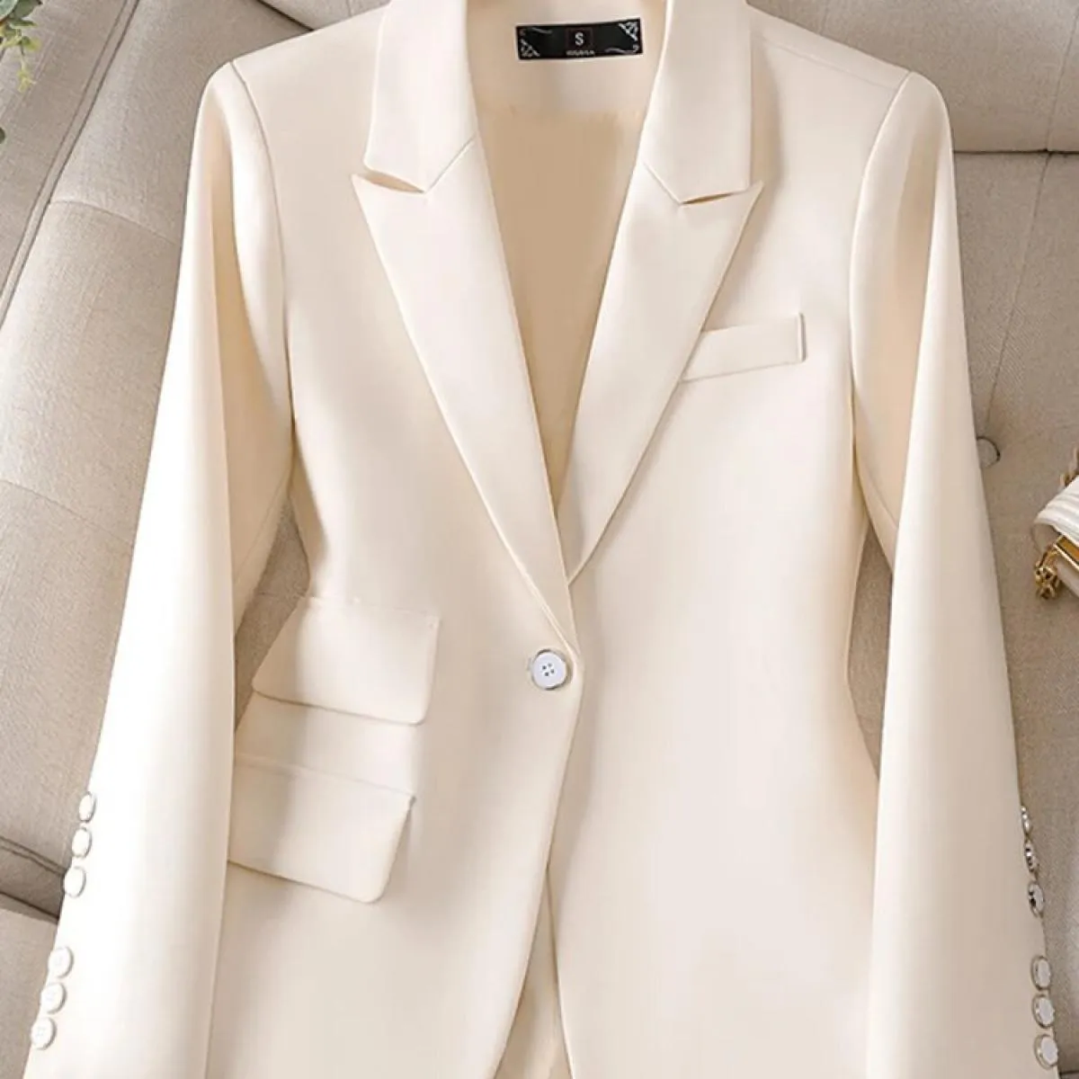 Xfpv Cappotto da donna casual con bottone singolo a maniche lunghe arancione temperamento sottile moda nuovo autunno inverno 202
