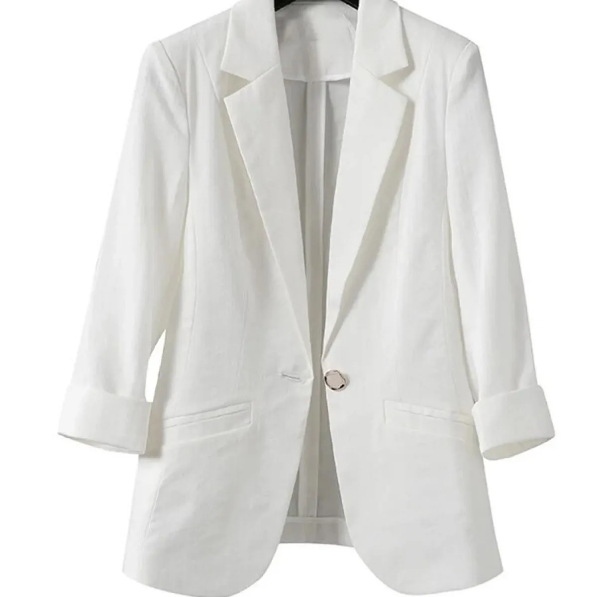 Xfpv Giacca da Cappotto Temperamento con Maniche a Tre Quarti Nera con Bottone Singolo da Donna Moda Nuova Marea Primavera Autun